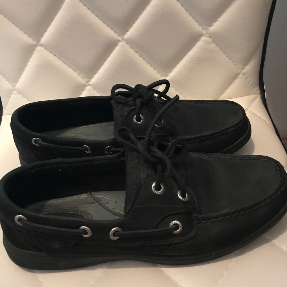 Black Sperry Top-Sider Boat Shoes